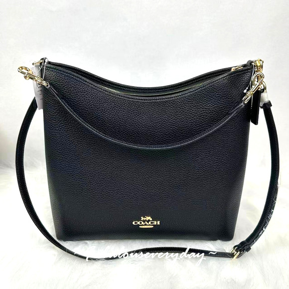 Coach Laurel Large Shoulder Crossbody Bag In Leather/Gold/Black CY684 NWT - Picture 1 of 10
